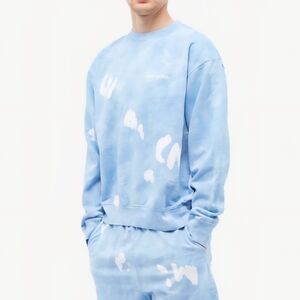 Sporty & Rich Tie Dye Crew Sweatshirt in Hydrangea/White Mens Small